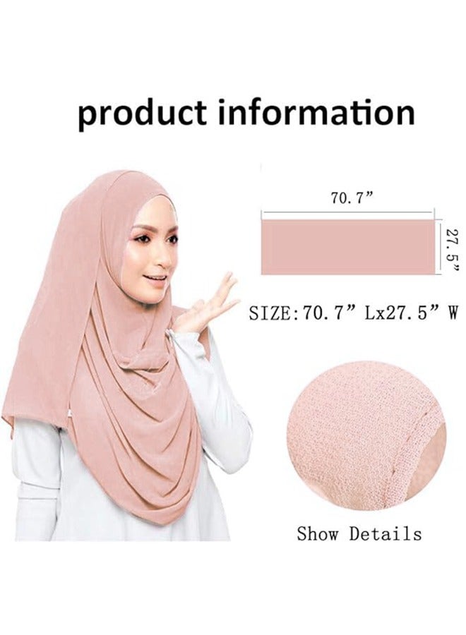 2Pcs Solid Color Bubble Chiffon Scarf for Women, Fashion Soft Hijab Long Scarf Wrap Scarves, Chiffon Head Wraps for Women Long Shawl  - Image 4