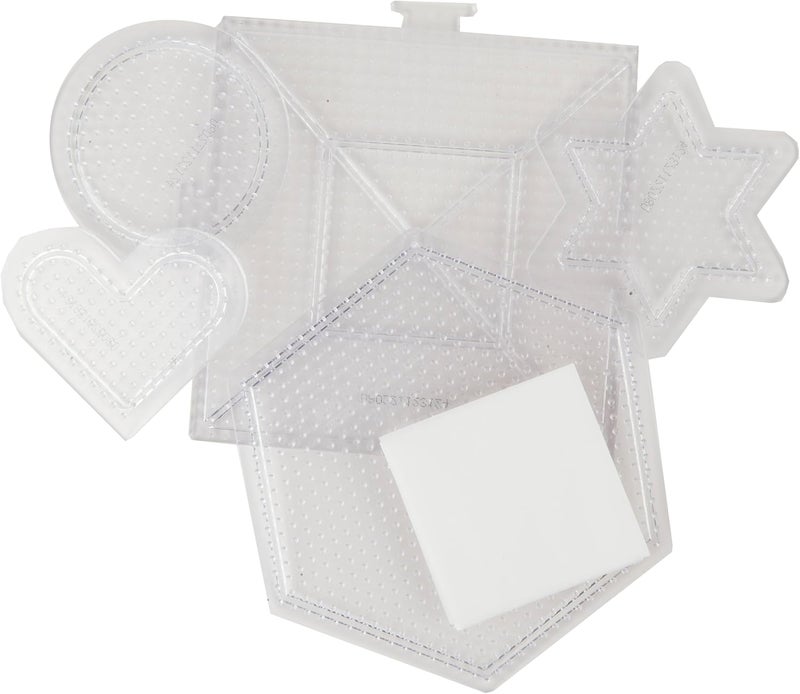 Perler Beads Clear Pegboard Set for Kids - 5 Assorted Shapes with Reusable Ironing Paper - Image 3