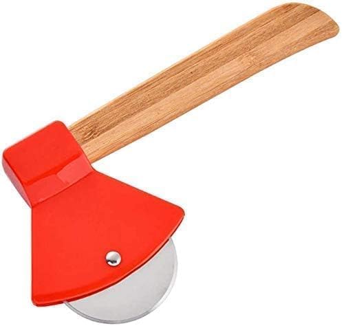 Cyrox Axe Shaped Pizza Cutter with Bamboo Handle and Sharp Rotating Wheel Blade for Bread Sandwich Burger Slicer Wheel Cutter 1Pcs - Image 1