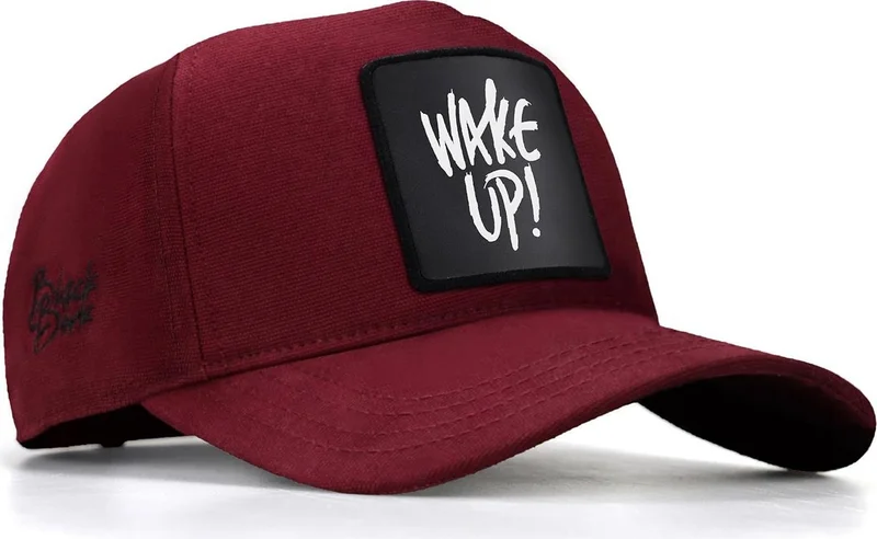 Black Börk V1 Baseball Wake Up - Unisex Claret Red Hat (Cap) with 3 Code Logo
