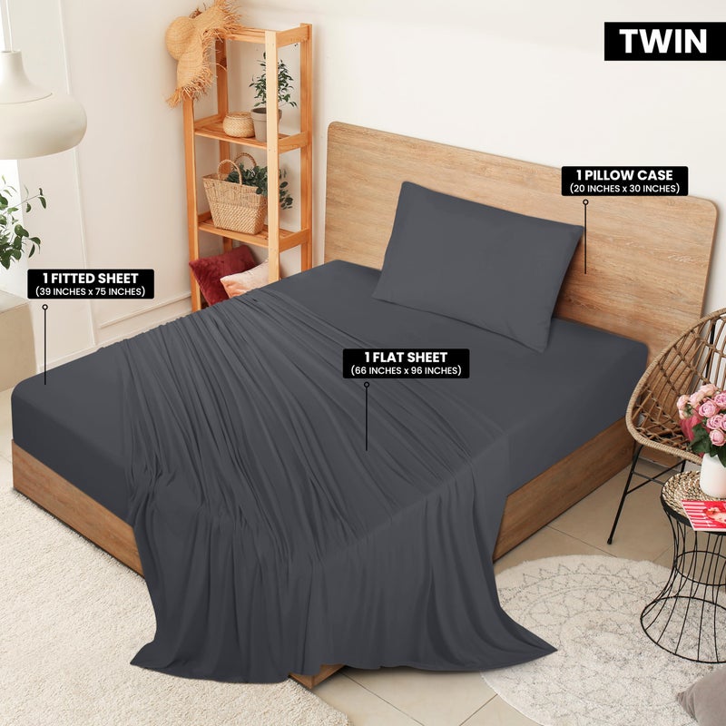 Utopia Bedding Utopia Bedding Twin Sheet Set - Jersey Knit Sheets 3 Piece Twin Jersey Sheet Set - Cotton Jersey Sheets - Soft T-Shirt Stretchy Sheets (Twin  Dark Grey)  - Image 2