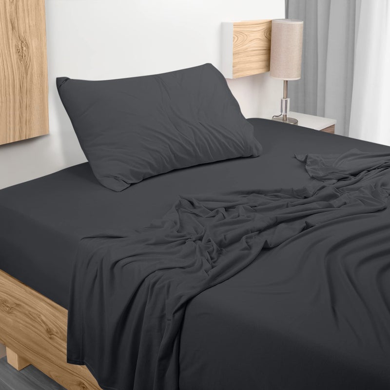 Utopia Bedding Utopia Bedding Twin Sheet Set - Jersey Knit Sheets 3 Piece Twin Jersey Sheet Set - Cotton Jersey Sheets - Soft T-Shirt Stretchy Sheets (Twin  Dark Grey)  - Image 1