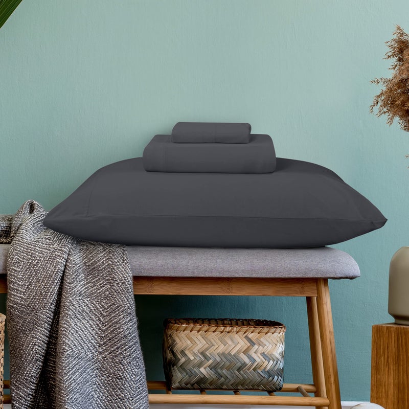 Utopia Bedding Utopia Bedding Twin Sheet Set - Jersey Knit Sheets 3 Piece Twin Jersey Sheet Set - Cotton Jersey Sheets - Soft T-Shirt Stretchy Sheets (Twin  Dark Grey)  - Image 3