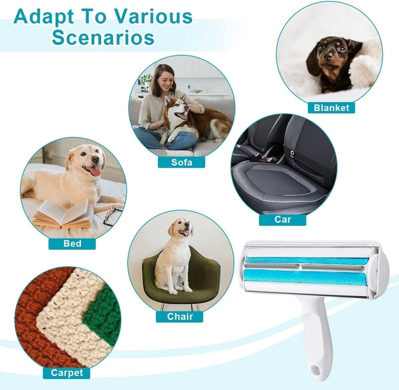 Tonity Reusable Dog Hair Remover Roller Dog Cat and Other Pets Hairs Cleaning Fur Brush Rollers Easy Hair Removal Furniture, Clothes, Sofa, Carpet, Couch, Bedding (Blue- White) - Image 5
