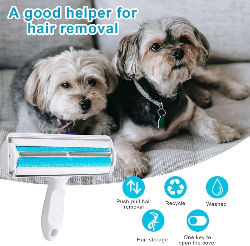 Tonity Reusable Dog Hair Remover Roller Dog Cat and Other Pets Hairs Cleaning Fur Brush Rollers Easy Hair Removal Furniture, Clothes, Sofa, Carpet, Couch, Bedding (Blue- White) - Image 3