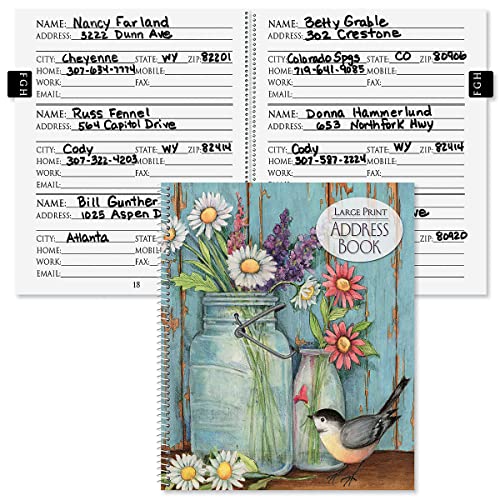 Current Jar Large Print Address Book, 56 Pages, Big 7” x 8.5” Spiral Bound, Soft Cover Organizer for Contact Phone Number, Mailing Address, & Email, Easy-to-Read Senior Logbook - Image 1