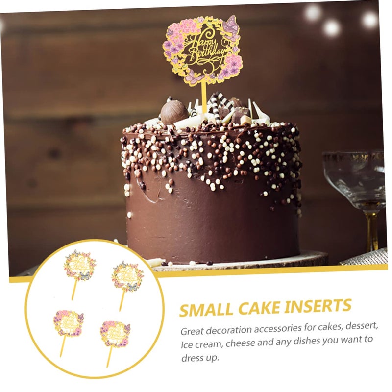 4Pcs Acrylic Butterfly Cupcake Toppers Decorative Dessert Picks For Birthday Cake Decorations - Image 4