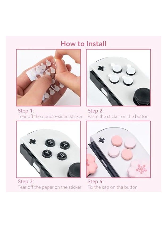 PROMASS Silicone Cross D-Pad Button Caps Set Cute Joystick Cover - ABXY Key Buttons Sticker Compatible with Nintendo Switch/OLED Joy Con - Image 4