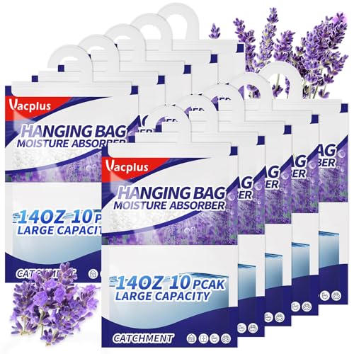 Vacplus Moisture Absorbers, Hanging Closet Dehumidifier Bags, Humidity Packs, Desiccant, Closet Dehumidifiers with Lavender Fragrance, 10 Pack, 14.0 OZ - Image 3