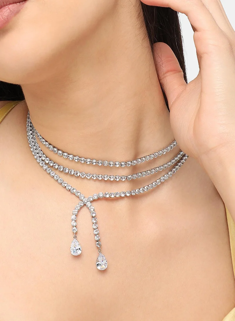 سوهي قلادة كاجوال من الحجر بتصميم مطلي بالفضة