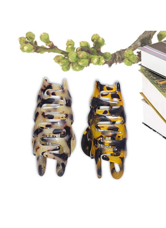 ACCGLORY - Tortoise Shell Hair Clips For Women Claw Leopard Print Large Fashion Accessories For Fine Hair 2Pcs In Set - Image 1