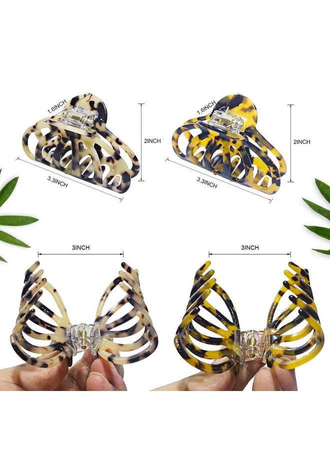 ACCGLORY - Tortoise Shell Hair Clips For Women Claw Leopard Print Large Fashion Accessories For Fine Hair 2Pcs In Set - Image 1