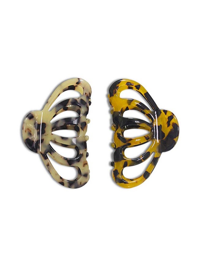 ACCGLORY - Tortoise Shell Hair Clips For Women Claw Leopard Print Large Fashion Accessories For Fine Hair 2Pcs In Set - Image 1