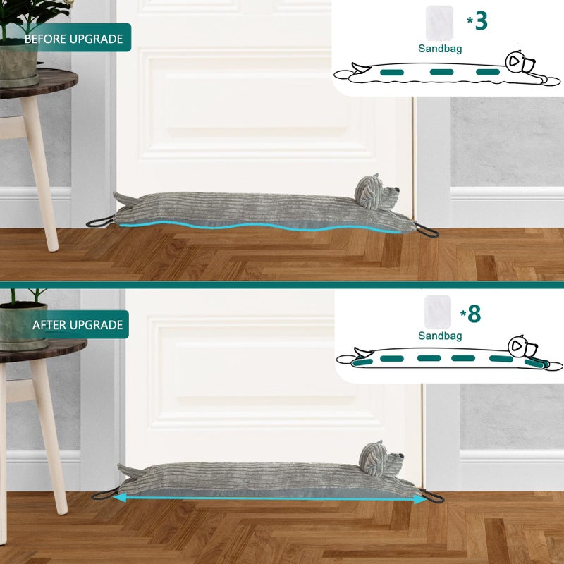 Marwood Under Door Draft Stopper Decorative Wind Stopper 42 inch for Door & Window, Weighted Animal Air Draft Stopper Snake Noise Blocker for Bottom of Door with Hanging Loops - Grey Dog - Image 4