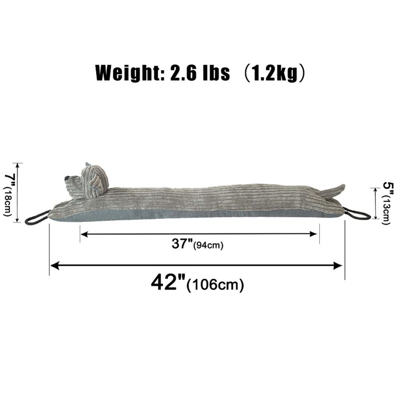 Marwood Under Door Draft Stopper Decorative Wind Stopper 42 inch for Door & Window, Weighted Animal Air Draft Stopper Snake Noise Blocker for Bottom of Door with Hanging Loops - Grey Dog - Image 2
