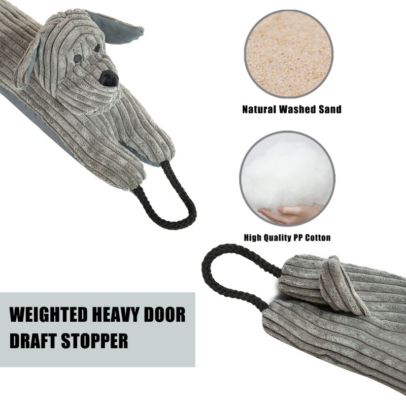 Marwood Under Door Draft Stopper Decorative Wind Stopper 42 inch for Door & Window, Weighted Animal Air Draft Stopper Snake Noise Blocker for Bottom of Door with Hanging Loops - Grey Dog - Image 3
