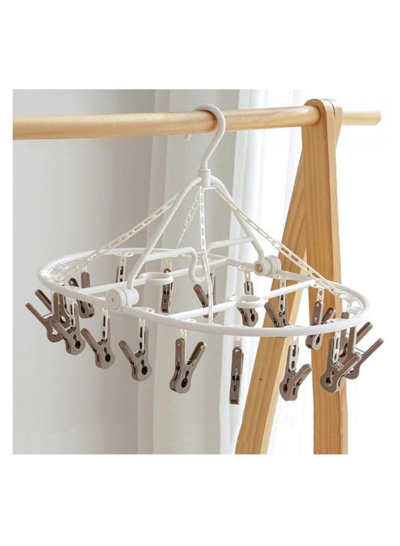 Alissa Foldable Laundry Drying Rack with 18 Clips – Rotatable Clip and Drip Hanger for Socks, Underwear, Baby Clothes – Space-Saving Design  - Image 2