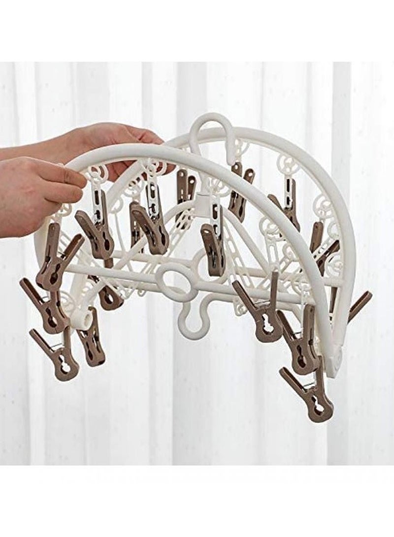 Alissa Foldable Laundry Drying Rack with 18 Clips – Rotatable Clip and Drip Hanger for Socks, Underwear, Baby Clothes – Space-Saving Design  - Image 3