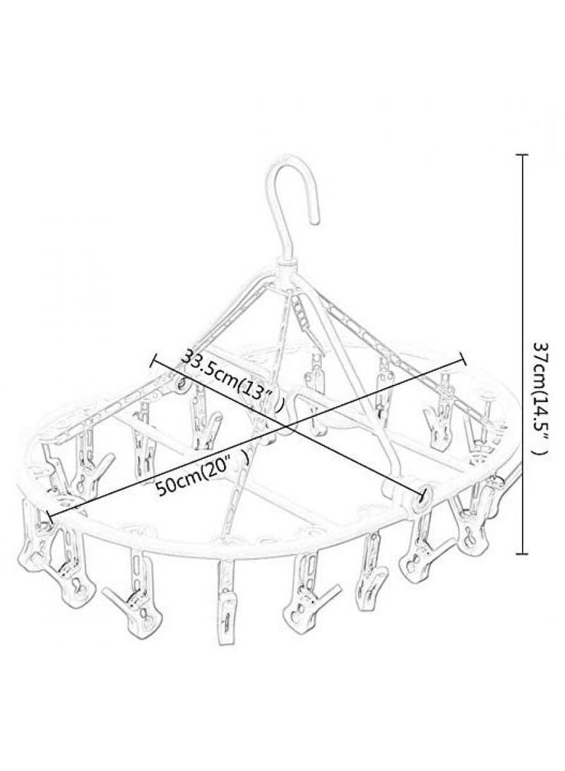 Alissa Foldable Laundry Drying Rack with 18 Clips – Rotatable Clip and Drip Hanger for Socks, Underwear, Baby Clothes – Space-Saving Design  - Image 4