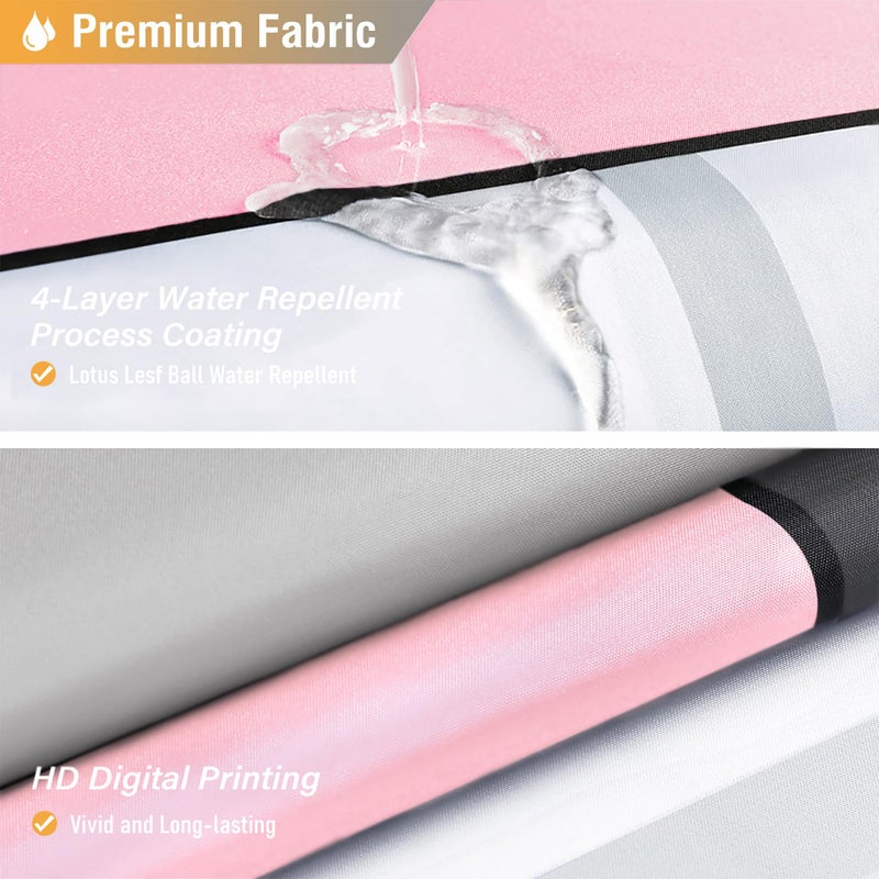 BTTN Extra Long Shower Curtain - 72 x 84 Inch Long Geometric Decorative Fabric Shower Curtain Set with 12 Plastic Hook  Water Repellent  Large Hotel Modern Unique Shower Curtains for Bathroom - Pink - Image 2