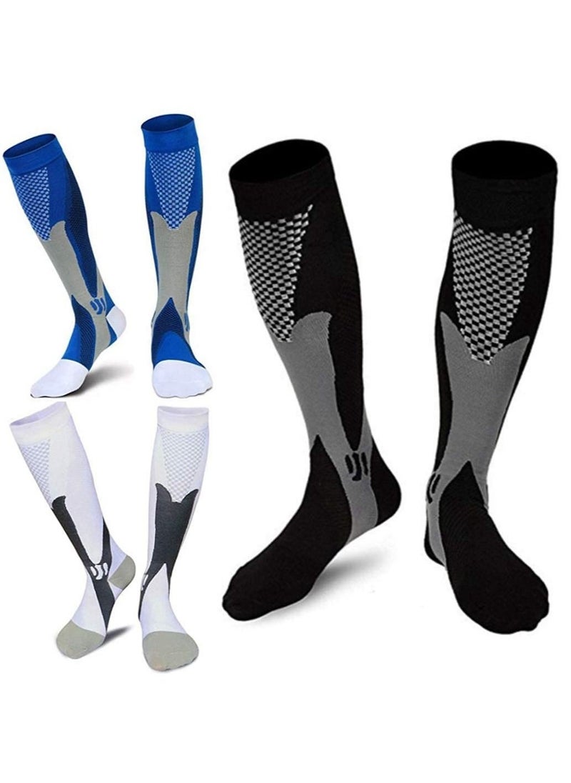 Generic Compression Socks (3 Pairs) for Men Circulation 20-30 mmHg Medical Compression Stockings Women Nursing(L-XL)  - Image 1