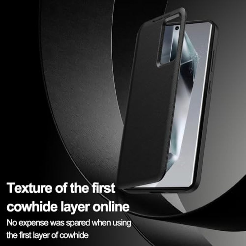 Samsung Galaxy S24 Ultra Case Smart View Black Synthetic Leather Flip Wallet Cover - Instant Notification Access 2-Card Slot Layered Drop Protection for Daily Use - Image 5