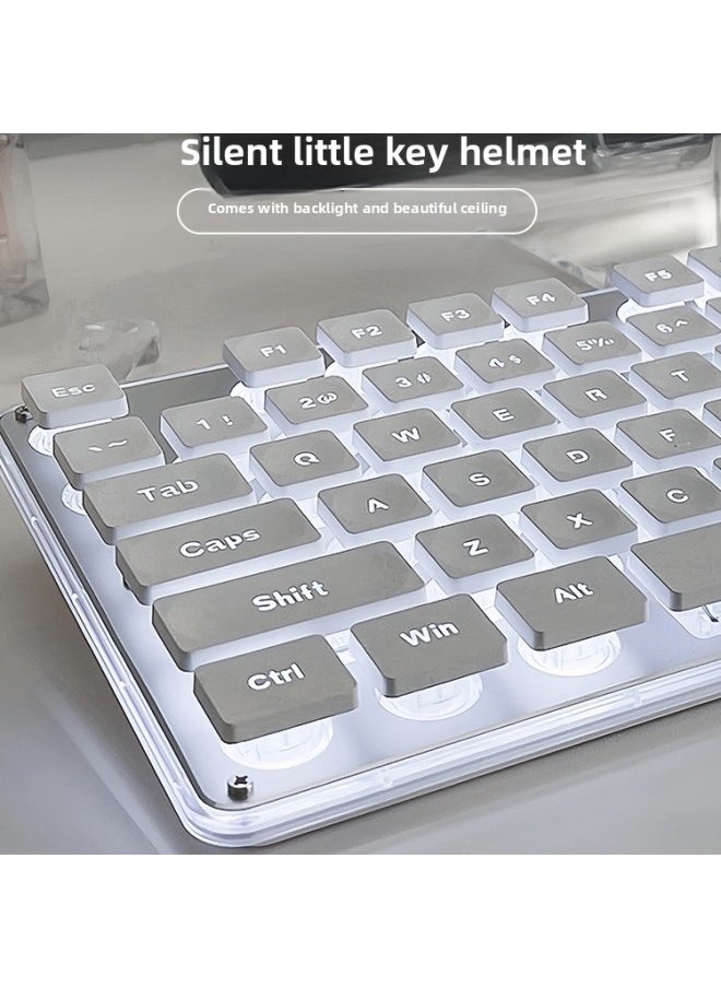 Generic Front 107 Real Feel Mute Keyboard Game Computer Mechanical Office Girl Walker Wireless Wired Keyboard Mouse-Color:Mechanical Feel-[wired Two-piece Set] White Warm Light + Mouse■Water Drop Keycap-no-104 Keys-official Standard  - Image 2