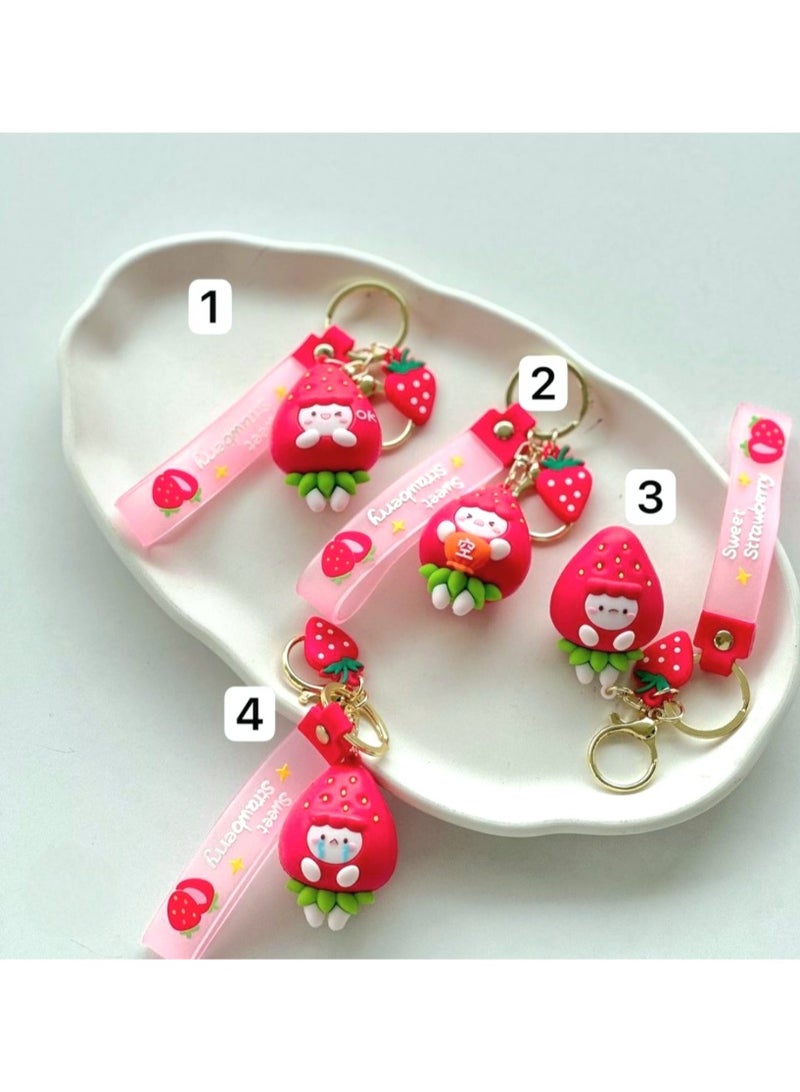 Sweet Strawberry Silicone Keychain 1 Piece ( Shapes May Vary ) - Image 3