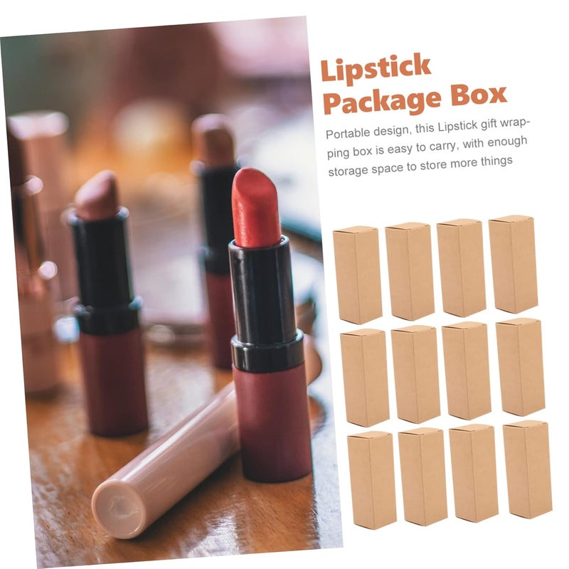 NOLITOY 50pcs Kraft Paper Lipstick Gift Boxes Bulk Lip Balm Packaging for Essential Oils Compact Wrapping Storage Fashionable Makeup Sample Organizer - Image 5