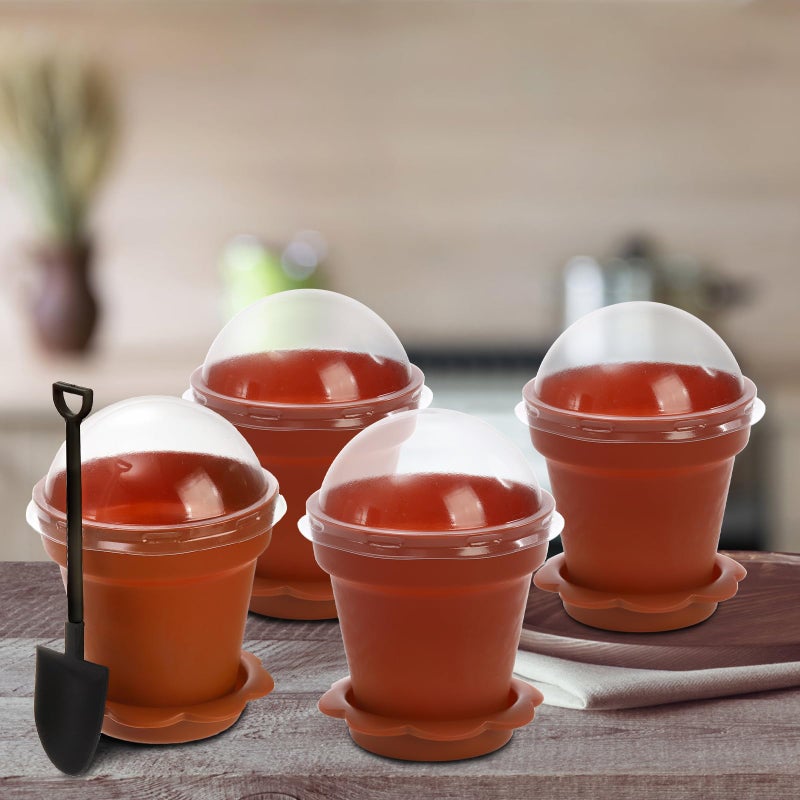 ZEAYEA 50 Pack Dessert Cups With Lids and Spoons, 6.7 oz Plastic Parfait Appetizer Cups, Cute Mini Flowerpot for Ice Cream, Dirt Cake, Fruit Trifles, Pudding, Yogurt, Mousse, Chocolate Dessert - Image 5