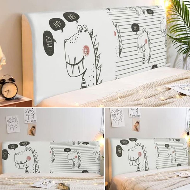 Cute Cover for Bed Headboard,Stretch Bed Headboard Double Bed Dust Cover Headboard Cover Thicken Slipcover for Headboard Decoration,C,70"/180cm - Image 2