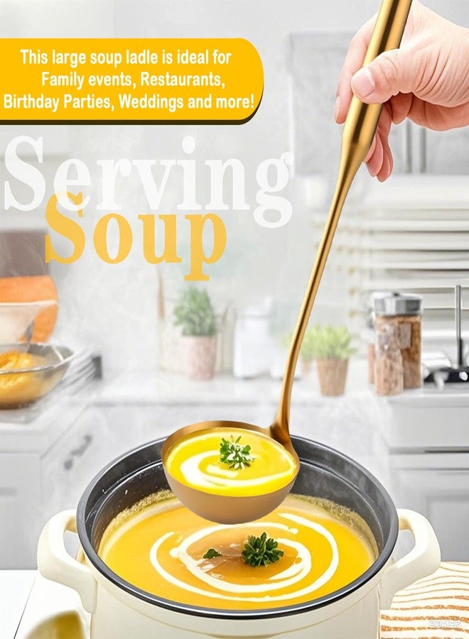 Bigwinyep Soup Ladle, 2Pcs Stainless Steel Ladle spoon, 14 Inch Serving Spoon Heavy Duty kitchen Utensils for Cooking Buffet, Party, Kitchen, Gold - Image 4