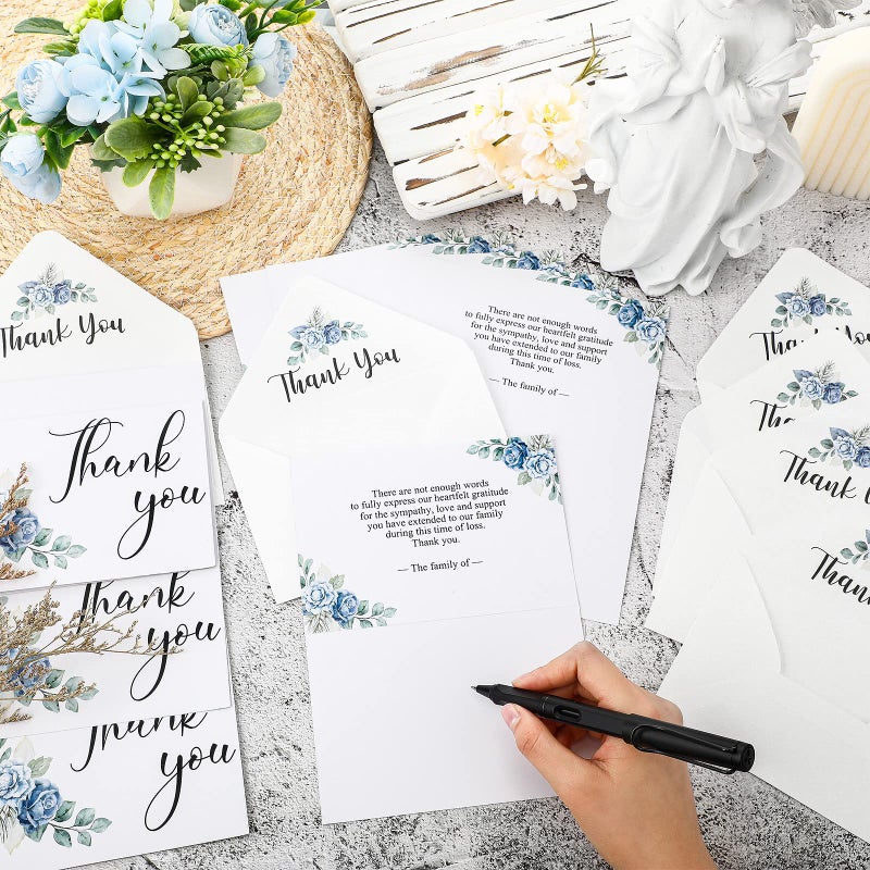 Fumete 50 Set Funeral Thank You Cards with Envelopes and Stickers Thank You Sympathy Cards with Meaningful Message Bereavement for Funeral Family Loved Ones Celebration of Life(Flower) - Image 5
