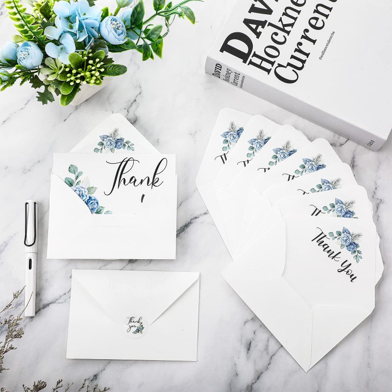 Fumete 50 Set Funeral Thank You Cards with Envelopes and Stickers Thank You Sympathy Cards with Meaningful Message Bereavement for Funeral Family Loved Ones Celebration of Life(Flower) - Image 3