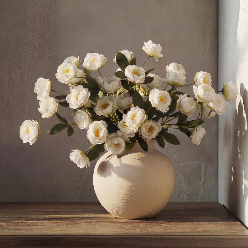 Craftsatin 6 Pack 32" Artificial Peonies Flowers for Vase(Vase Not Included)-6 Stems Faux Peony with 42 Silk Heads, Fake Long Stem Flowers for DIY Bouquets Wedding Centerpieces Home Decor(White) - Image 1