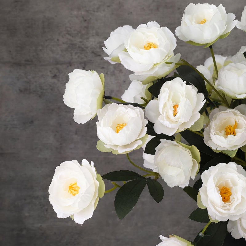 Craftsatin 6 Pack 32" Artificial Peonies Flowers for Vase(Vase Not Included)-6 Stems Faux Peony with 42 Silk Heads, Fake Long Stem Flowers for DIY Bouquets Wedding Centerpieces Home Decor(White) - Image 2