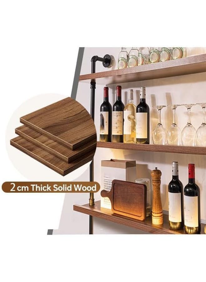 Dawselod Large Wine Rack with LED Light Solid Wood Wall Mounted Wine Rack, 3-Tiers Liquor Bottles Floating Shelves Display Storage Organizer for Home Bar & Dining Room (80cm/31.4in) - Image 4