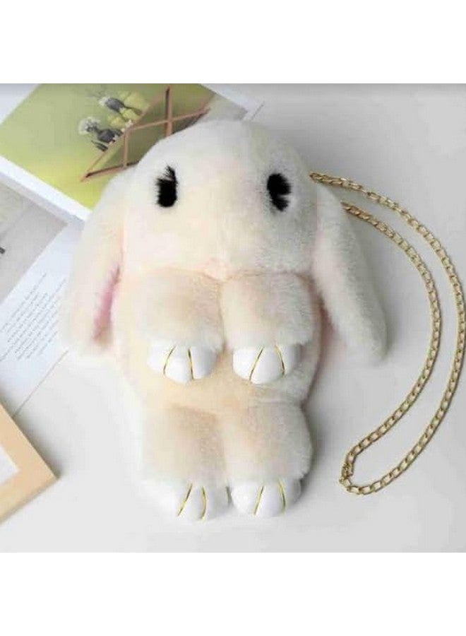 NAPP MALL Cute Bunny Sling Bag Fluffy Sling Bags For Girls Kids Rabit Shaped bags Crossbody Plush Purse with Shoulder Chain handbags for Children (Pack Of 1) Offwhite Color - Image 2