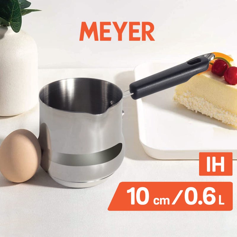 MEYER وعاء حليب ميني من الفولاذ المقاوم للصدأ خالي من النيكل من ماير | وعاء حليب، وعاء شاي من الفولاذ المقاوم للصدأ، وعاء حليب بقاعدة تحريضية | وعاء شاي | قدر صغير | وعاء غلي الحليب | قدر بمقبض، 10 سم، رمادي | 0.60 لتر - Image 2