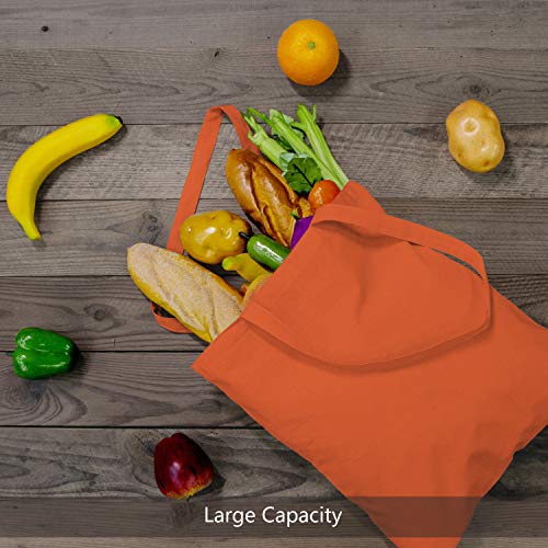 TOPDesign 12-Pack Economical 16"x15" Orange Cotton Tote Bag, Lightweight Medium Reusable Grocery Shopping Cloth Bags, Suitable for DIY, Advertising, Promotion, Gift, Activity - Image 4