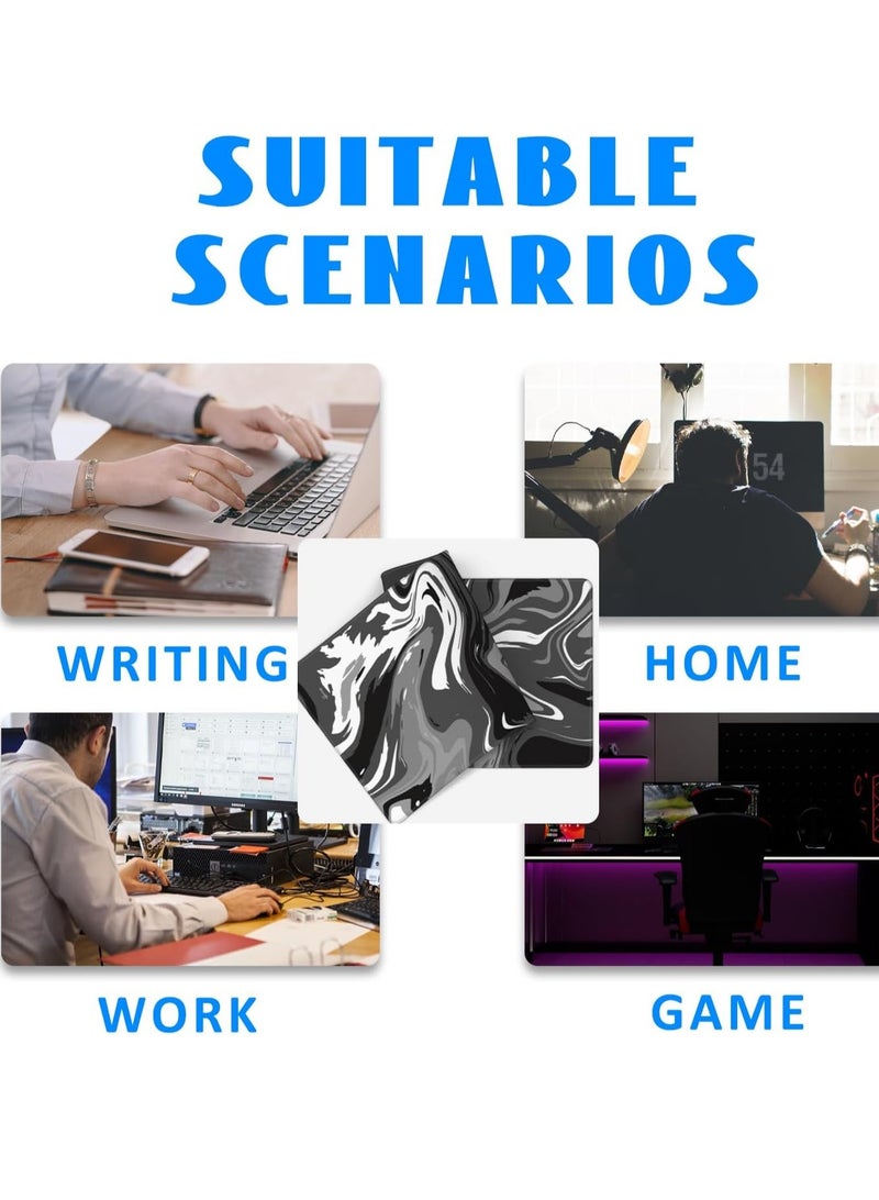 لوحة ماوس للألعاب بألوان مائية للوحة المفاتيح والماوس (80 × 30 سم) - لوحة ماوس مكتبية كبيرة الحجم - قاعدة مطاطية مضادة للانزلاق - حواف مخيطة - مقاومة للماء - إصدار سريع | أسود - Image 3