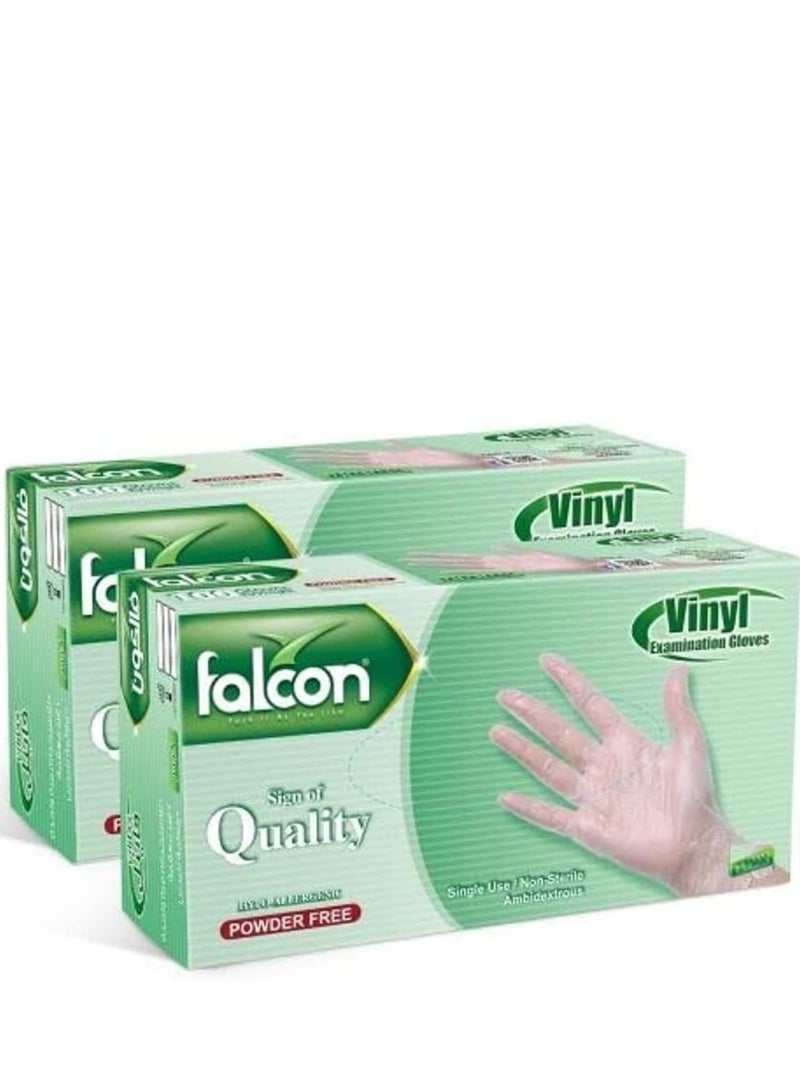 Falconpack Falcon Vinyl Gloves - Clear Powder Free (2 Packs x 100 Pieces) - Image 3