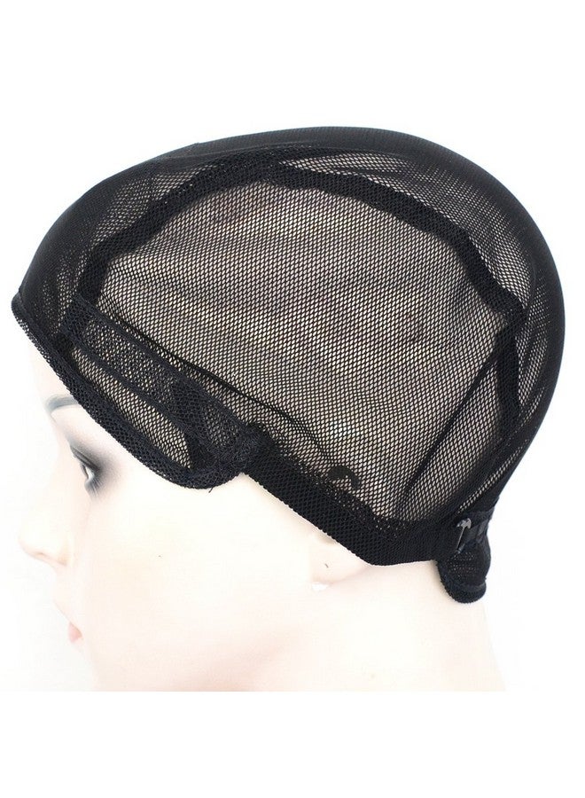 BLUPLE Mesh Wig Caps For Making Wigs 2 Pcs Black Color Stretch Weaving Caps With Back Adjustable Straps For Women (Medium, Black Stretch Cap) - Image 2