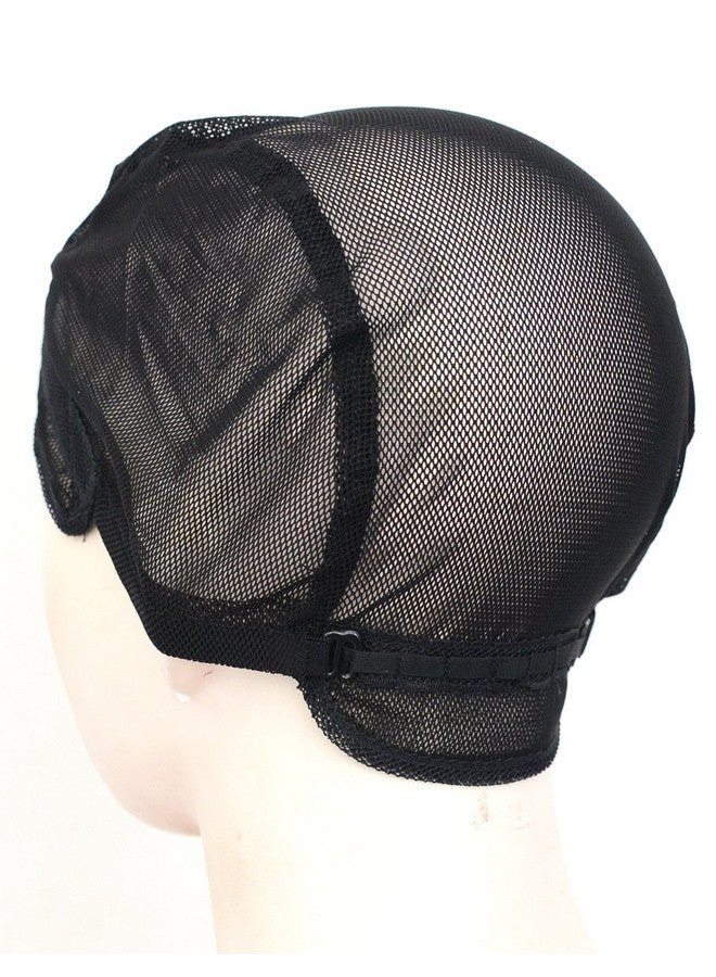 BLUPLE Mesh Wig Caps For Making Wigs 2 Pcs Black Color Stretch Weaving Caps With Back Adjustable Straps For Women (Medium, Black Stretch Cap) - Image 1