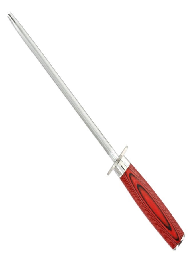 BUBBA Kitchen Series 9" Sharpening Steel with premium diamond coating and perfectly balanced to increase the overall life of your kitchen knives Red - Image 1