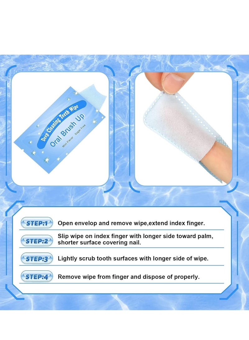 Disposable Finger Brush Teeth Wipes, 60 Pcs Teeth Cleaning Tablets, Surface Deep Teeth Cleaning Finger Wipes Oral Wipes, Bulk Finger Toothbrush for Adults Teeth Mouth and Gums Dental Cleaning - Image 2