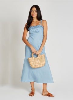 Little Mistress Strappy Denim Maxi Dress  - Image 1