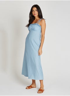 Little Mistress Strappy Denim Maxi Dress  - Image 4