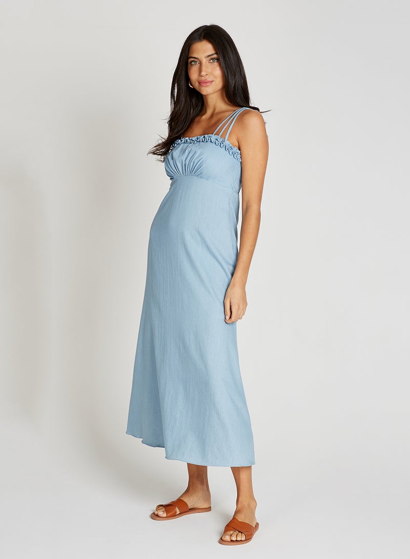 Little Mistress Ruffled Strap Midi Dress  - Image 4