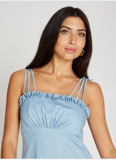 Little Mistress Strappy Denim Maxi Dress  - Image 3